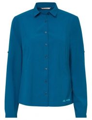Koszula podróżnicza damska Vaude Rosemoor LS Shirt IV. Niebieskie koszule Vaude, s, bez wzorów, z materiału, bez kołnierzyka, bez ramiączek. Za 302.49 zł.
