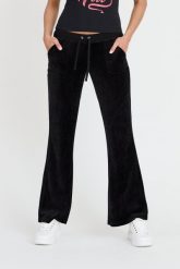 JUICY COUTURE Czarne damskie spodnie Caisa Ultra Low Rise, Rozmiar S. Czarne spodnie dresowe Juicy Couture, s, bez wzorów, z dresówki. W wyprzedaży za 259.99 zł.