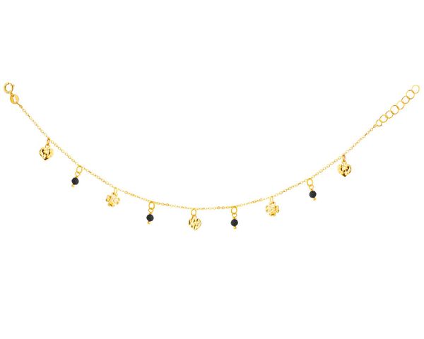 Złota bransoletka z cyrkoniami, ankier - serca, koniczyny. Żółte bransoletki Apart, z cyrkonią, złote. Za 689.00 zł.