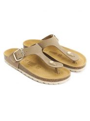 Mandel Skórzane japonki "Blanca" w kolorze szarobrązowym rozmiar: 41. Brązowe klapki Mandel, bez wzorów, z nubiku, bez obcasa. Za 152.99 zł.