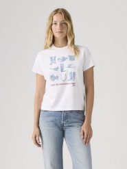 Levi's Koszulka w kolorze biało-błękitnym rozmiar: S. Białe bluzki Levi's®, s, bez wzorów, z bawełny, bez kołnierzyka, bez ramiączek. Za 85.95 zł.