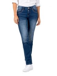 Timezone Dżinsy "Tahila" - Slim fit - w kolorze niebieskim rozmiar: W31/L30. Niebieskie jeansy Timezone, l, z aplikacjami. Za 154.07 zł.