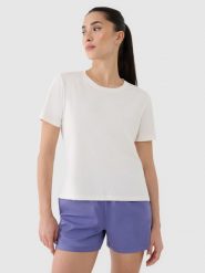 4F Koszulka treningowa oversize szybkoschnąca damska - biała XXL. Białe koszulki sportowe 4f, bez wzorów, z dzianiny, bez ramiączek, na fitness i siłownię. Za 79.99 zł.