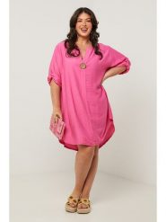 Curvy Lady Sukienka w kolorze różowym rozmiar: 48/50. Różowe sukienki Curvy Lady, bez wzorów, klasyczne, bez kołnierzyka, bez ramiączek, midi. Za 114.45 zł.