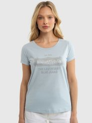BIG STAR Koszulka w kolorze błękitnym rozmiar: XL. Niebieskie bluzki Big Star, xl, bez wzorów, z bawełny, retro, bez kołnierzyka, bez ramiączek. Za 39.58 zł.