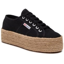 Espadryle Superga. Czarne espadryle Superga, bez wzorów, bez obcasa, bez zapięcia. Za 299.99 zł.