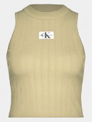 Calvin Klein Jeans Top Label J20J223151 Zielony Slim Fit. Zielone topy Calvin Klein Jeans, xl, bez wzorów, z jeansu, bez kołnierzyka, bez ramiączek. Za 209.99 zł.