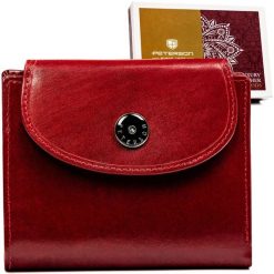 Portfel damski ze skóry naturalnej w czerwonym kolorze zamykany na zatrzask - Peterson. Czerwone portfele Peterson, bez wzorów, ze skóry. Za 99.00 zł.