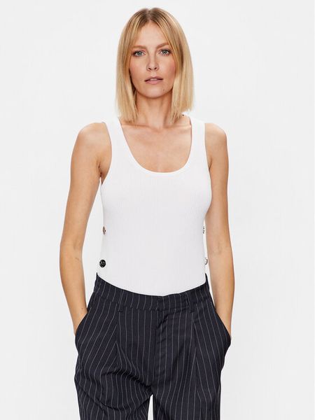 MICHAEL Michael Kors Top MS36P9U33D Biały Slim Fit. Białe topy MICHAEL Michael Kors, m, bez wzorów, z wiskozy, bez kołnierzyka, bez ramiączek. Za 489.99 zł.