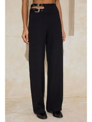 Trendyol Spodnie w kolorze czarnym rozmiar: 38. Czarne spodnie materiałowe Trendyol, bez wzorów, z materiału, z podwyższonym stanem. Za 104.99 zł.