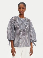 Munthe Bluzka Pristina 252102525224 Granatowy Loose Fit. Niebieskie bluzki Munthe, bez wzorów, z bawełny, bez kołnierzyka, bez ramiączek. Za 839.99 zł.