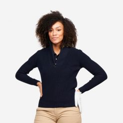 Sweter do golfa damski Inesis MW500. Niebieskie golfy INESIS, xl, bez wzorów, z bawełny, bez ramiączek. Za 169.99 zł.