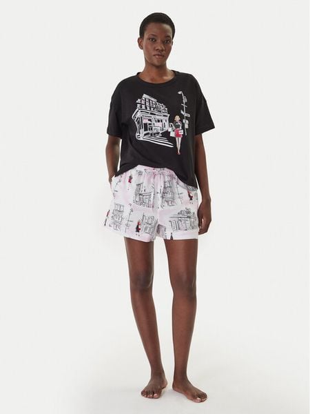 DKNY Piżama YI50108 Czarny Regular Fit. Czarne piżamy DKNY, bez wzorów, z bawełny, bez ramiączek. Za 287.99 zł.