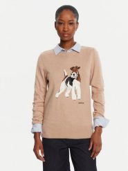 Barbour Sweter Fareham LKN1688BE12 Beżowy Regular Fit. Brązowe swetry Barbour, bez wzorów, z bawełny, bez ramiączek. Za 529.99 zł.
