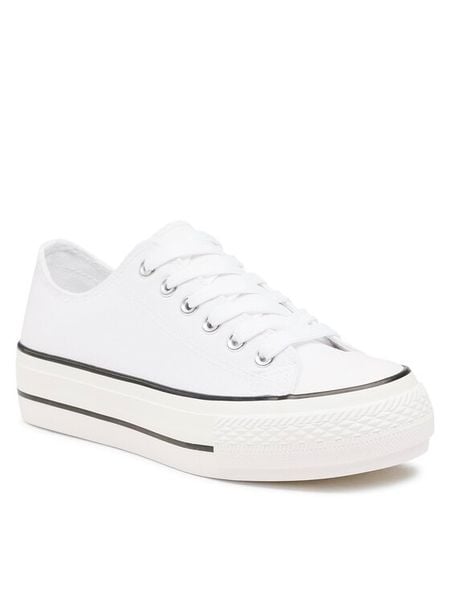 Jenny Fairy Trampki WS160701-02ECO Biały. Białe trampki Jenny Fairy, bez wzorów, z materiału, bez zapięcia. Za 79.99 zł.