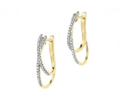 Kolczyki z żółtego złota z diamentami - 0,25 ct - próba 585. Żółte kolczyki Apart, z diamentem, złote. Za 3,390.00 zł.