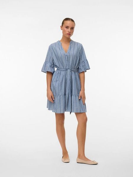 Vero Moda Sukienka w kolorze niebieskim rozmiar: S. Niebieskie sukienki Vero Moda, s, bez wzorów, z bawełny, bez kołnierzyka, bez ramiączek, mini. Za 144.95 zł.