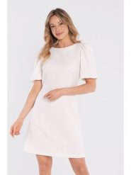 Stylove Sukienka w kolorze białym rozmiar: M. Brązowe sukienki Stylove, m, bez wzorów, bez kołnierzyka, bez ramiączek, mini. Za 234.99 zł.