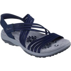 Sandały damskie Skechers Reggae Slim Sunnyside 2.0. Niebieskie sandały Skechers, bez wzorów, z materiału, bez obcasa, bez zapięcia. Za 390.00 zł.