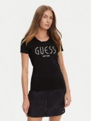 Guess T-Shirt W5YI05 J1314 Czarny Regular Fit. Czarne t-shirty Guess, xxl, z aplikacjami, z bawełny, bez kołnierzyka, bez ramiączek. Za 149.99 zł.
