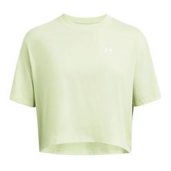 Koszulka damska Under Armour Boxy Crop Logo. Zielone koszulki sportowe Under Armour, bez wzorów, bez ramiączek. Za 78.99 zł.