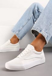 Białe Tenisówki z Boczną Naszywką Simeris. Białe obuwie sportowe Renee, z aplikacjami, bez zapięcia. Za 69.99 zł.