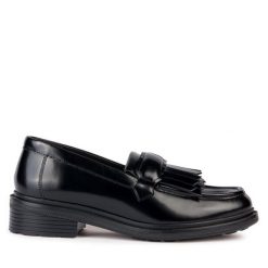 Lordsy Geox. Czarne lordsy Geox, bez wzorów, bez obcasa, bez zapięcia. Za 339.99 zł.