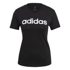 T-shirt damski z logo adidas Essentials. Białe t-shirty Adidas, m, bez wzorów, bez kołnierzyka, bez ramiączek. Za 69.09 zł.