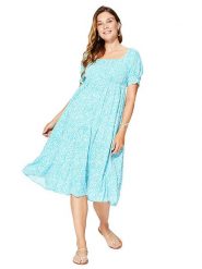 Aller Simplement Sukienka w kolorze turkusowym rozmiar: 38/40. Niebieskie sukienki Aller Simplement, bez wzorów, z wiskozy, klasyczne, bez kołnierzyka, bez ramiączek, midi. Za 86.99 zł.