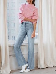 Milan Kiss Sweter w kolorze jasnoróżowym rozmiar: S. Różowe swetry Milan Kiss, s, bez wzorów, ze splotem, bez ramiączek. Za 152.99 zł.