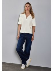 Street One Koszulka polo w kolorze białym rozmiar: 40. Białe bluzki Street One, bez wzorów, bez kołnierzyka, bez ramiączek. Za 123.25 zł.