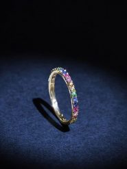 Maison héritage PARIS Złoty pierścionek "Colorful love" z szafirami rozmiar: 54. Żółte pierścionki Maison héritage PARIS, z szafirem, złote. Za 1,444.95 zł.