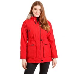 Parka Damska Wodoodporna. Czerwone parki Trespass, s, z futra, z kapturem. Za 344.99 zł.