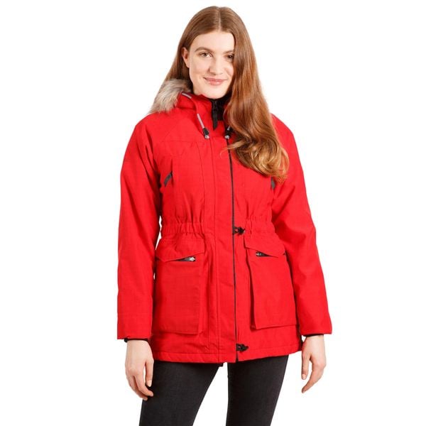 Parka Damska Wodoodporna. Czerwone parki Trespass, s, z futra, z kapturem. Za 344.99 zł.