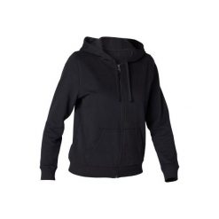 Bluza na zamek z kapturem Gym & Pilates 520 damska. Czarne bluzy sportowe DOMYOS, xs, bez wzorów, z bawełny, z kapturem. Za 59.99 zł.