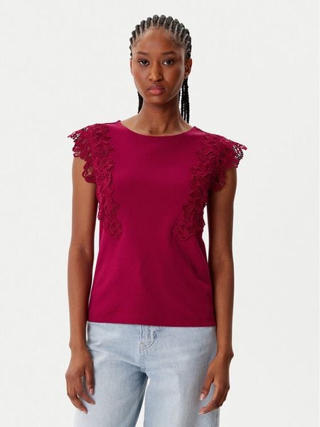 Morgan Bluzka 252-DFLOWER Czerwony Regular Fit. Czerwone bluzki Morgan, xs, bez wzorów, z bawełny, bez kołnierzyka, bez ramiączek. Za 119.99 zł.