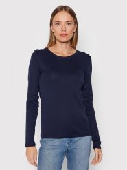 United Colors Of Benetton Bluzka 3GA2E16F9 Granatowy Regular Fit. Niebieskie bluzki United Colors of Benetton, s, bez wzorów, z bawełny, bez kołnierzyka, bez ramiączek. Za 79.99 zł.