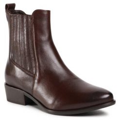 Gino Rossi 155738-03 Brązowy. Brązowe botki Gino Rossi, bez wzorów, ze skóry, bez obcasa, bez zapięcia. Za 349.99 zł.