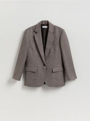 Jednorzędowa marynarka - brązowy. Brązowe marynarki i żakiety Reserved, l, bez wzorów, z tkaniny. Za 229.99 zł.