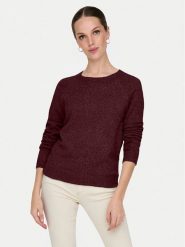 ONLY Sweter Rica 15204279 Bordowy Regular Fit. Czerwone swetry Only, l, bez wzorów, z syntetyku, bez ramiączek. Za 139.99 zł.