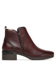 Pikolinos Botki W6W-8950 Brązowy. Brązowe botki Pikolinos, bez wzorów, ze skóry, bez obcasa, na słupku, bez zapięcia. Za 659.99 zł.