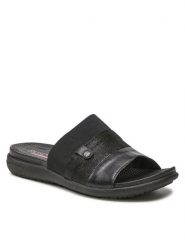 Go Soft Klapki WI16-5702-04 Czarny. Czarne klapki GO SOFT, bez wzorów, ze skóry, bez obcasa. Za 74.99 zł.