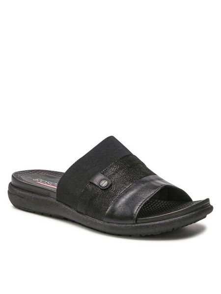 Go Soft Klapki WI16-5702-04 Czarny. Czarne klapki GO SOFT, bez wzorów, ze skóry, bez obcasa. Za 103.99 zł.
