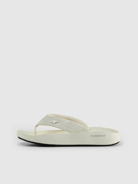 4F Japonki damskie - kremowe 41. Białe klapki 4f, bez wzorów, z materiału, bez obcasa. Za 79.99 zł.