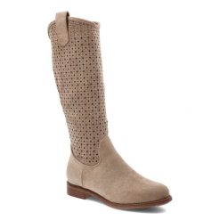 Kozaki damskie S.Barski o wysokim fasonie z ażurową cholewką i niskim stabilnym obcasem beżowe, HY62-8144 Beige. Brązowe kozaki S.BARSKI, na jesień, z jeansu, przed kolano, bez obcasa, na obcasie, bez zapięcia. Za 209.00 zł.