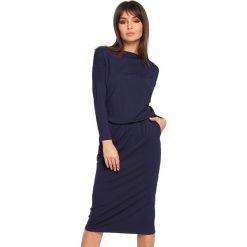 Sukienka w kolorze granatowym. Niebieskie sukienki Be Wear, xl, bez wzorów, bez kołnierzyka, bez ramiączek, maxi. Za 122.95 zł.