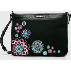 Desigual - Torebka. Brązowe torby na ramię Desigual, bez wzorów, z bawełny, casualowe, na ramię, z nadrukiem, bez dodatków. W wyprzedaży za 139.90 zł.