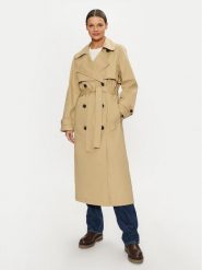 Tommy Jeans Trencz DW0DW20280 Beżowy Regular Fit. Brązowe płaszcze Tommy Jeans, xxs, bez wzorów, z bawełny, bez kaptura. Za 759.99 zł.