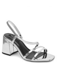 Nine West Sandały WFA2642-1 Srebrny. Szare sandały Nine West, bez wzorów, z syntetyku, bez obcasa, na słupku, bez zapięcia. Za 199.99 zł.