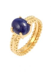Elli PREMIUM Labis Lazuli Edelstein Oval 925 Silber vergoldet Pierścionki 1 ct Damski. Pierścionki Elli PREMIUM, z lazurytem, srebrne. Za 238.99 zł.